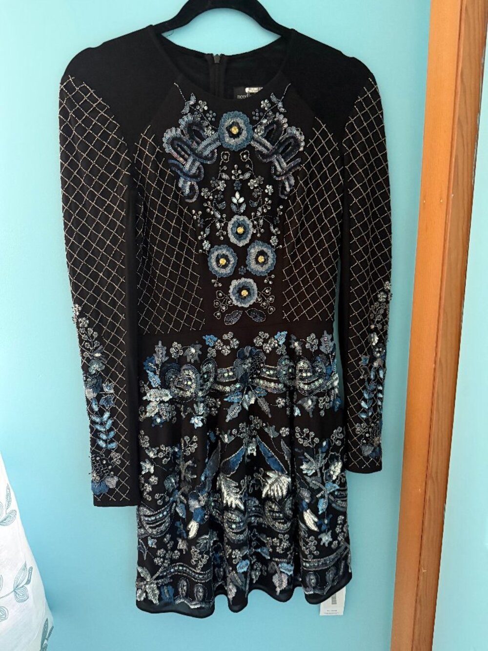 Needle & Thread Black Embellished Dress – Beaded Floral & Sheer Detail